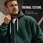 Men's Waffle Texture Zip Hooded Jacket