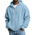 Men's Waffle Texture Zip Hooded Jacket