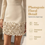 Women's Rose Hem V-Neck Midi Dress