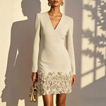 Women's Rose Hem V-Neck Midi Dress