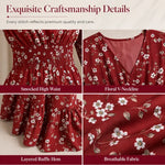 Women's Floral V-Neck Ruffle Maxi Dress