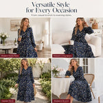 Women's Floral V-Neck Ruffle Maxi Dress