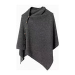 Women's Asymmetric Side Button Poncho