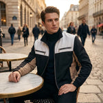Men's Contrast Panel Stand Collar Jacket