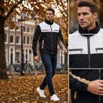 Men's Contrast Panel Stand Collar Jacket