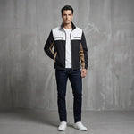 Men's Contrast Panel Stand Collar Jacket