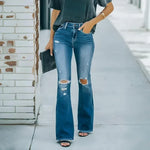 Women's High Waist Distressed Flare Jeans
