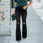 Women's High Waist Distressed Flare Jeans