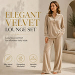 Women's Velour Button-Up Wide Leg Set