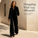 Women's Velour Button-Up Wide Leg Set
