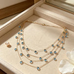 Women's Blue Crystal Layered Necklace