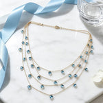 Women's Blue Crystal Layered Necklace