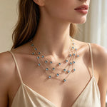 Women's Blue Crystal Layered Necklace