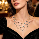 Women's Blue Crystal Layered Necklace