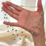 Women's Blue Crystal Layered Necklace