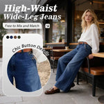 Women's Button Pocket Wide Leg Jeans