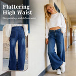 Women's Button Pocket Wide Leg Jeans