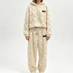 Women's Embossed Plush Two Piece Lounge Set