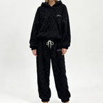 Women's Embossed Plush Two Piece Lounge Set