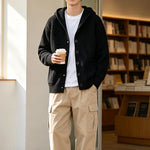 Men's Textured Hooded Knit Cardigan