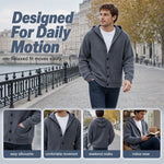 Unisex Textured Hooded Knit Cardigan