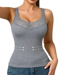 Women's Lace Trim Ribbed Tank Top