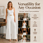 Women's Smocked Waist Wide Leg Trousers