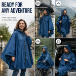 Lightweight Hooded Rain Poncho