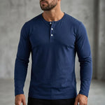 Men's Button Neck Long Sleeve Top