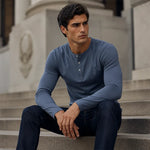 Men's Button Neck Long Sleeve Top