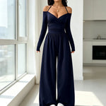 Women's Wide Leg V Neck Jumpsuit