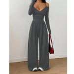 Women's Wide Leg V Neck Jumpsuit