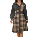 Women's Belted Check Shirt Dress
