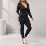 Women's Striped Zip Hoodie & Trousers Set