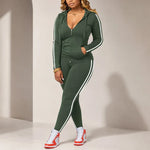 Women's Striped Zip Hoodie & Trousers Set