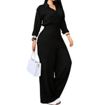 Women's Shirt Style Wide Leg Jumpsuit