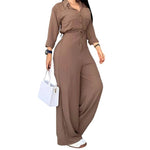 Women's Shirt Style Wide Leg Jumpsuit