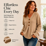 Women's Textured V-Neck Knit Jumper