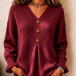 Women's Textured V-Neck Knit Jumper