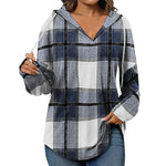 Women's Plaid Drawstring Hooded Top