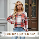 Women's Plaid Drawstring Hooded Top