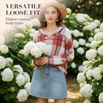 Women's Plaid Drawstring Hooded Top