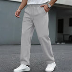 Men's Textured Drawstring Straight Leg Trousers