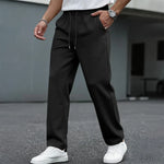 Men's Textured Drawstring Straight Leg Trousers