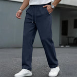 Men's Textured Drawstring Straight Leg Trousers