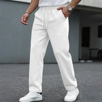 Men's Textured Drawstring Straight Leg Trousers