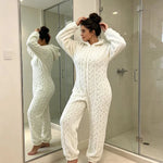 Women's Cable Knit Bear Hooded Onesie