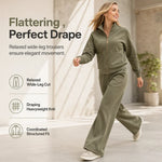 Women's Zip-Up Wide Leg Two Piece Set