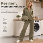 Women's Zip-Up Wide Leg Two Piece Set