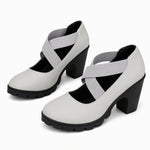 Women's Cross Strap Chunky Heel Shoes